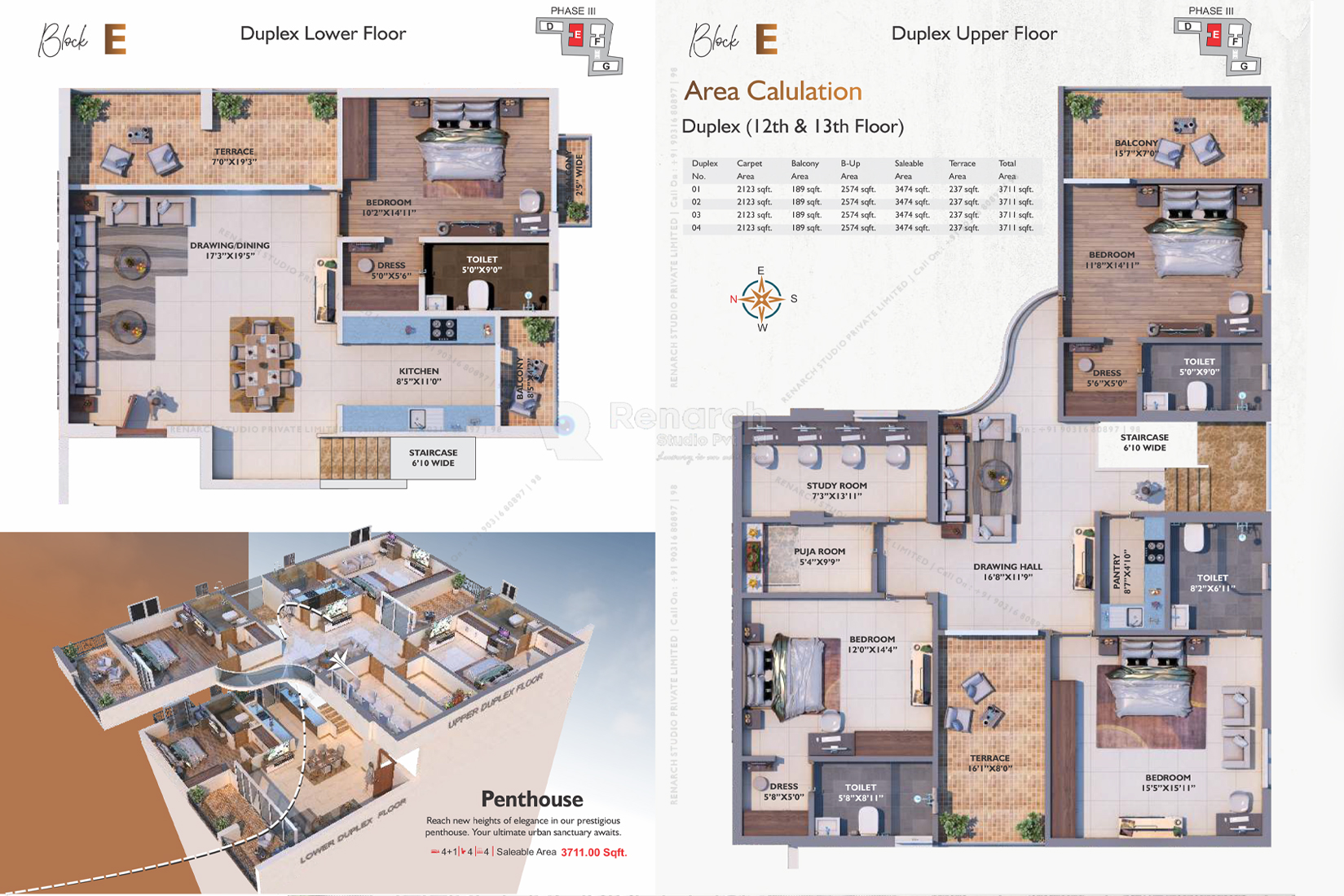 BLOCK E- Lower & Upper Floor Plan